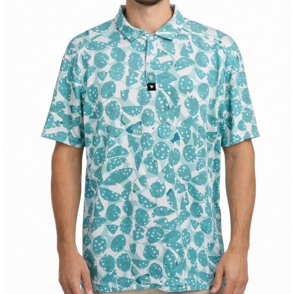 Bad Birdie Other - BAD BIRDIE Bam Bam Stretch Golf Polo Shirt Men's Size Large 2XL UPF 50 Coastal
